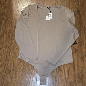 Women's Beige Long Sleeve Bodysuit